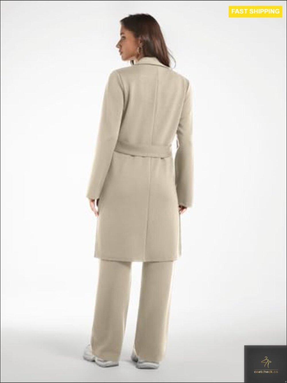 Wide Leg Pants Suit 2 Piece Set Cardigan Pea Coat Lounge Outfits Travel Wear - Picture 5 of 7